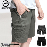 NEW FORCE 寬鬆舒適多口袋休閒工作短褲-軍綠