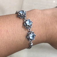 Kusuma Silver Gelang Bracelet Perak Silver Bali 925 Rantai Chain Tulang Naga Bunga Lotus Batu permat