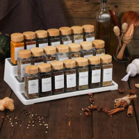 Glass Spice Jars 120ml Transparent Square Seasoning Jar with Bamboo wood lid Perforated Kitchen Tools Cabinet