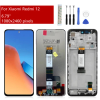 For Xiaomi Redmi 12 Lcd Display Touch Screen Digitizer Assembly With Frame For Redmi 12 Display Replacement Repair Parts
