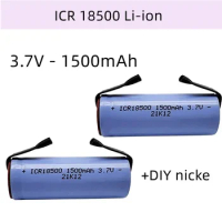Batterie Li-Ion Rechargeable 18500, 3.7V 1500mAh, légère et de grande capacité, + feuille de Nickel à faire soi-même