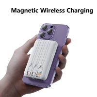 20000mAh Magnetic Wireless Charger Power Bank for iPhone 14 13 12 Mini Powerbank with Cable 22.5W Fast Charger for Huawei Xiaomi