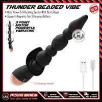 THUNDER BEAD VIBES - 3 Point Motor Alat Bantu Pria Wanita Silicone Lembut Karet Silikon Fast Chargin