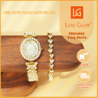 LuxeGlow COD 【Tidak luntur】Beli jam tangan dapat gelang.Tren Mode Jam Tangan Sederhana Jam Tangan Ge