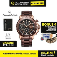 Jam Tangan Pria Alexandre Christie AC 9205 MCB Stainless Steel Strap Brown Rosegold