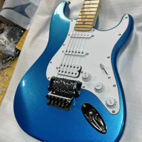 High quality 6-string ST style electric guitar,Blue silver pink body,Maple neck,Floyd rose bridge,Silver hardware,free delivery