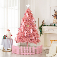 免運 網紅植絨粉色圣誕樹 圣誕節櫥窗布置1.8米加密圣誕樹套餐 雙十一購物節