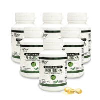 【愛善那】80%DHA海藻油Omega 3全素軟膠囊60粒/瓶x6入組共360顆(市售最高濃度DHA高達80% rTG型式好吸收)