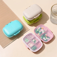 1Pc Color Random Container For Tablets Travel Pill box With Seal Ring For Tablets Wheat Straw Container For Medicine