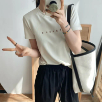 【UniStyle】字母短袖T恤 韓版天絲雙面棉上衣 UP1592(豆奶杏)