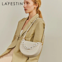 LA FESTIN Designer Semi-circle Saddle Bag Fashion One Shoulder Retro Messenger Female High Quality Leather Crossbody Purse