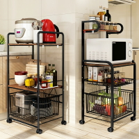 廚房置物架多功能可移動推車收納架落地多層微波爐蔬菜鍋碗架儲物