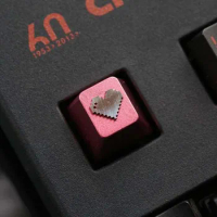 1PC Keycap Pixel Heart Pink Black White Aluminum Alloy Material Cherry Mx Metal Love Mechanical Keyboard Cross Axis Keycaps