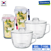 Glasslock 強化玻璃可微波泡麵碗+隨行杯4件組(泡麵碗x2+隨行杯x2)