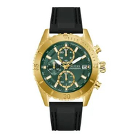 Jam Tangan Pria Guess Defender GW0967G2 Men Chronograph Green Dial Black Silicone Strap Multicolor