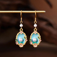 Hoa Tai Phong Cách Sơn Dầu Monet, Thiết Kế Độc Đáo Kim Bạc, Hoa Tai Hoa elvie jewelry