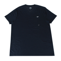 HOLLISTER 海鷗刺繡LOGO設計V領棉質混紡短袖T恤(男款/黑)