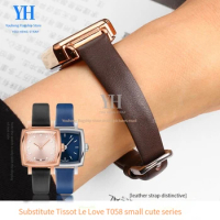 9MM Small Size Leather Strap Silk Strap pink red For Tissot T058.109 Ladies Watchband Genuine Leather Cowhide Chain Accessories