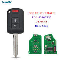 Ecusells 2 Button Remote Key Fob 315MHz ID47 Chip for Mitsubishi Eclipse Cross P/N 6370C135 FCC ID: OUCJ166N MIT11R