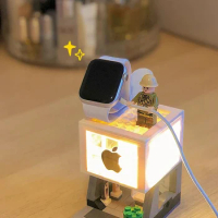 Building Blocks City DIY Creative Apple Store LED Night Light Smart Watch Charging Station Home Decor For Xiaomi Watch Huawei