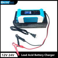 12V 24V 2A 6A 8A Intelligent Car Motorcycle Battery Charger for Auto Moto Lead Acid AGM Gel VRLA Smart Charging Digital LCD