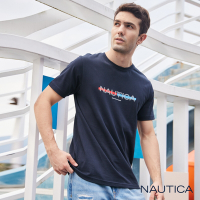 Nautica 男裝 率性品牌LOGO文字短袖T恤-深藍