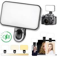 Rechargeable Selfie Light with Clip LED Video Camera Fill Light for iPad/Laptop/Phone/TikTok/Makeup/Vlog Conference Lighting Kit