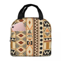 Geometric African Tribal Pattern Thermal Insulated Lunch Bag Insulated bento bag Meal Container Insulated bag High Capacity