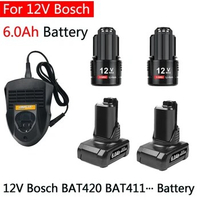 12V Bosch 6Ah Li-ion BAT420 BAT411 Replacement Battery for Bosch BAT411 BAT412 BAT413 BAT414 10.8V Battery Cordless Power Tools