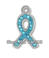 pewter Light blue Austrian crystal ribbon charms (H105952)