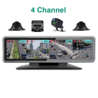12" 4 Channel Lens Android 9.0 Dashboard Car DVR Video Recorder HD ADAS Rearview Mirror Camera Dash Cam Auto registrar