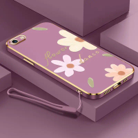 เคสโทรศัพท์สำหรับ OPPO A83 เคส TPU ชุบหรูหราพร้อมสายคล้อง การออกแบบลวดลายขอบสี่เหลี่ยมใหม่ ฝาครอบกัน