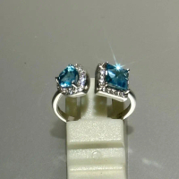 Natural Topaz toi-et-moi style, set in S925 silver
