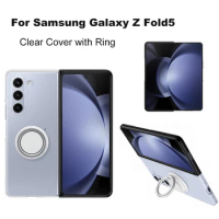 With Ring Mobile Phone Case for Samsung Galaxy Z Fold5 Z Fold 5 Clear Gadget Case Shockproof Transparent Cover EF-XF946