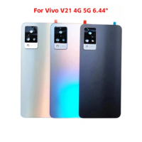 For Vivo V21 4G 5G 6.44" Battery Cover Repair Replace Back Door Phone Rear Case Logo Camera Lens
