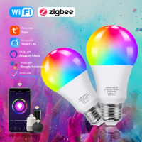 18W 15W WiFi Smart Light Bulb RGB E27 Tuya LED Lamp Work with Alexa/Google Home Voice Control Zigbee 3.0 Version Hub Required