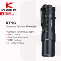 Klarus XT1C Rechargeable Compact, Outdoor/Tactical Dual-setting Flashlight,Tail Dual-Switch, 1000 Lumens, 16340 Battery, EDC