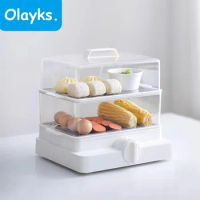 Olayks Electric Steamer Multifunctional Household 14L Large Capacity Single/Double Layer Steamer Box Steamer Breakfast Machine