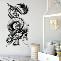 Cartoon Dragon Chinese Mythological Beast Wall Sticker Living Room Jungle Animal Magic Wall Decal Playroom Decor