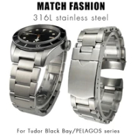 22mm High Quality 316L Stainless Steel Watchbands for Tudor Black Bay Pelagos Solid Metal Curved End Watch Strap Bracelets Men