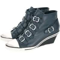 ASH GENIAL 經典羊皮釦帶楔型休閒鞋(藍灰色)