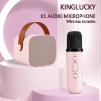 K12 Bluetooth Karaoke Speaker Portable Singing Machine with 2 Wireless Microphones Speaker Set Mini Karaoke Speaker Kids Adults