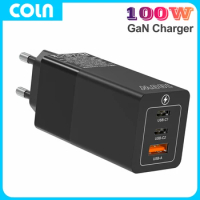 100W GaN USB C Fast Charger COLN PD100W USB-C Charger Type-C Quick Charging Laptop Power for MacBook iPhone Samsung S23 Ultra