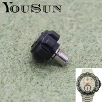 Watch Adjust Time Button Accessories Head 7.8mm Thick 5.2mm Handle Tube Black Silver For Tag Heuer CAH1110 Watch Repair Tools