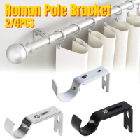 2/4PCS Retractable and Durable Curtain Rod Bracket with Screws Portable Wall-mounted Curtain Rod Bracket with Adjustable Hook