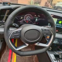 Wear-resistant and Non-Slip Hand Sewn Steering Wheel Cover Accessories For Hyundai Elantra Avante i30 Sedan CN7 2021 2022 2023
