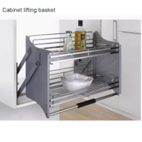 New Dish lifting pull-out kitchen pull-down stainless steel cabinet storage damping hanging cabinet pull-outs