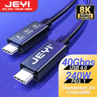 JEYI Thunderbolt 4 Cable USB4.0 40Gbps Coaxial Wire With PD3.1 240W Charging 8K Display/Dual 4K, Compatible with Thunderbolt 3/4