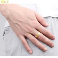 Duty Free Shop 24 Pure Copy Real 18k Yellow Gold 999 24k Dragon Phoenix for Men and Women Couples Adjustable Ring Opening Never