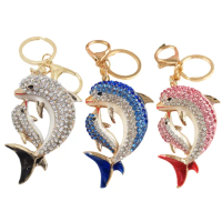 【ANGEL】夫妻海豚水鑽鑰匙圈百搭掛件吊飾(3色可選)